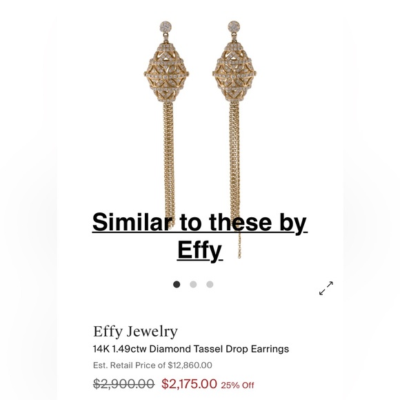 Gold Tone Dangling Jeweled Tassel Drop Earrings - Picture 2 of 10